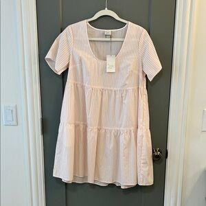 a new day Pink and White Striped Casual Dress New Size Small